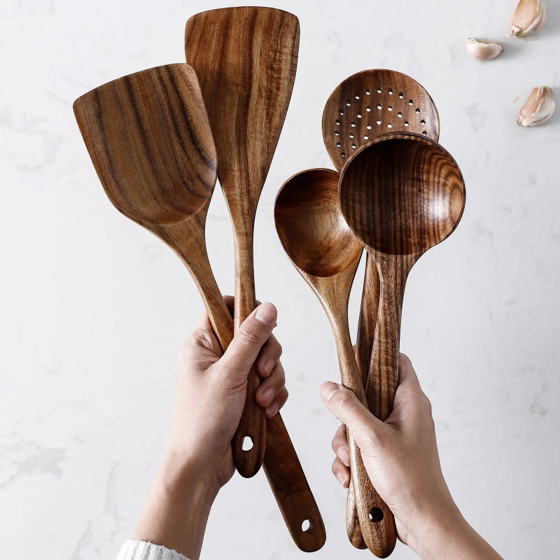 7 Piece Wooden Utensil Set