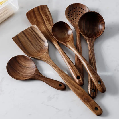 7 Piece Wooden Utensil Set