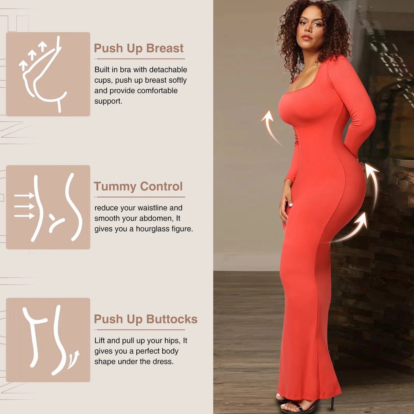 Women's Built-In Shapewear Long Dress