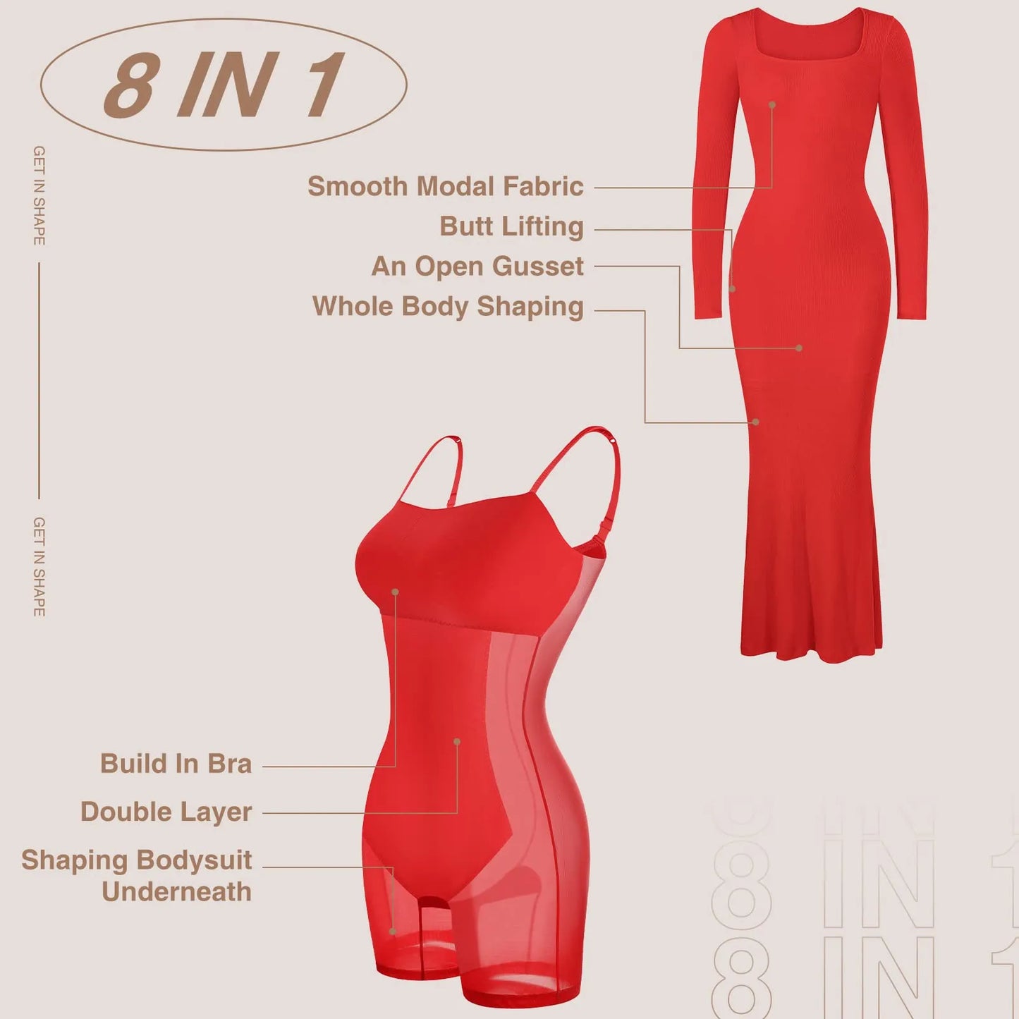 Women's Built-In Shapewear Long Dress