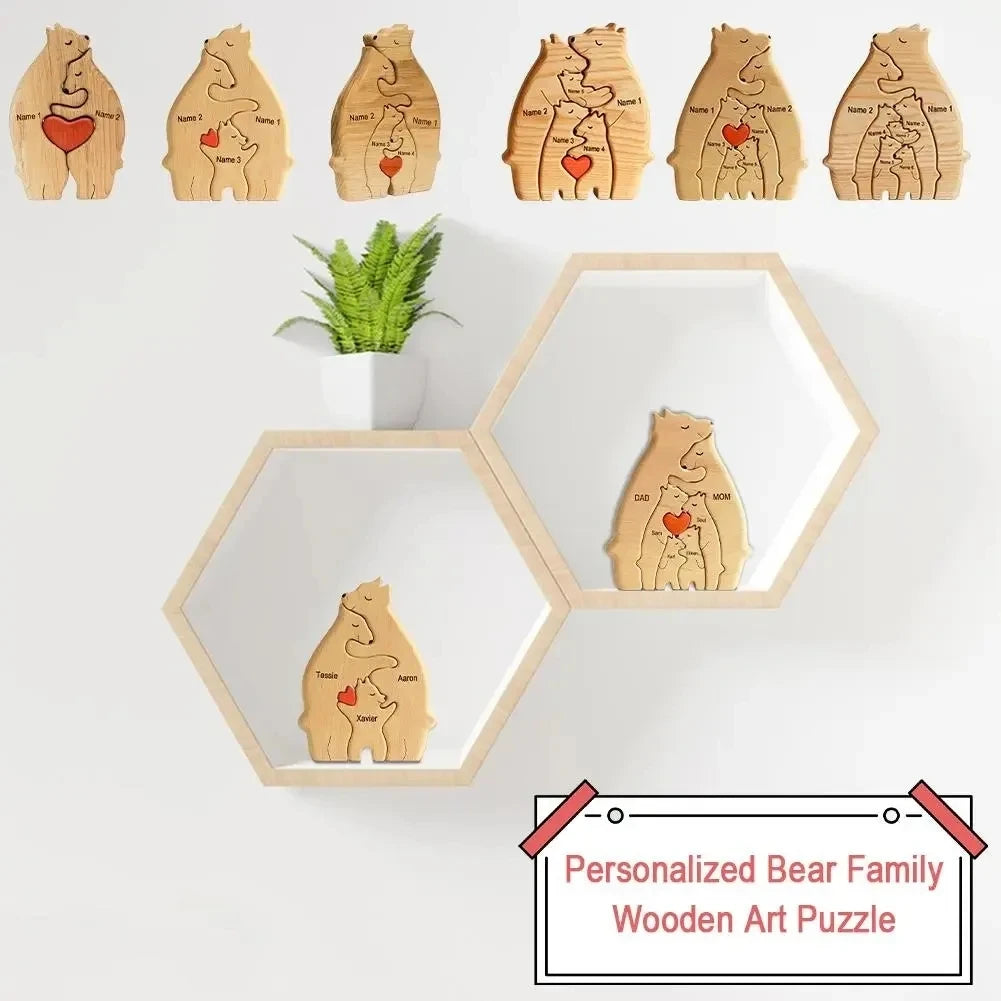 Personalized Bear Family Wooden Puzzle