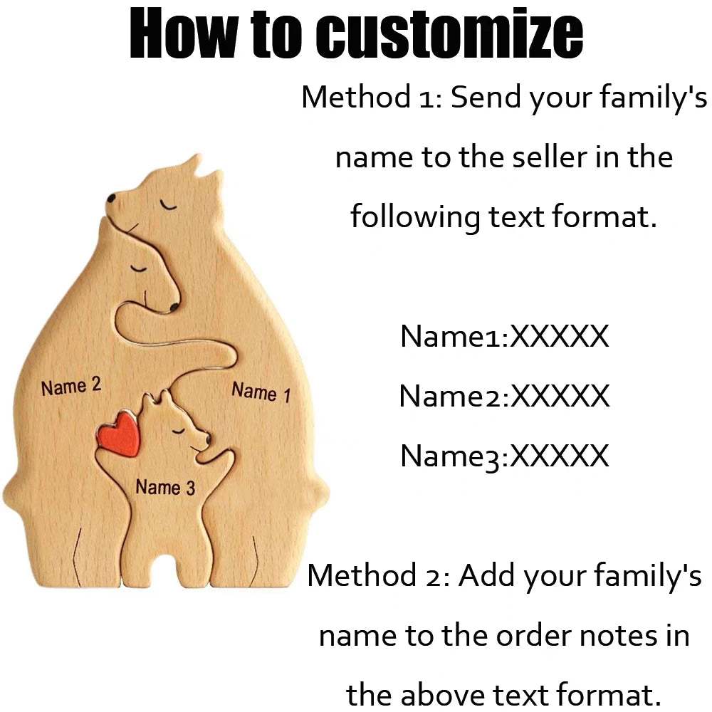 Personalized Bear Family Wooden Puzzle