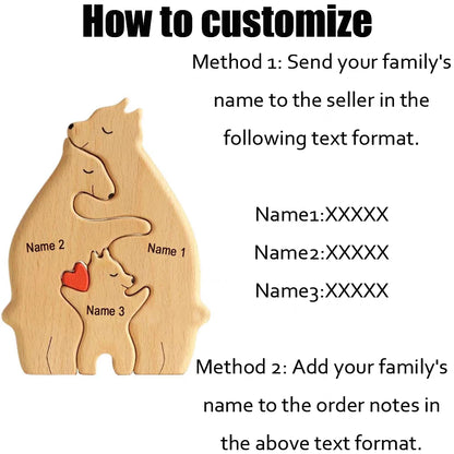 Personalized Bear Family Wooden Puzzle