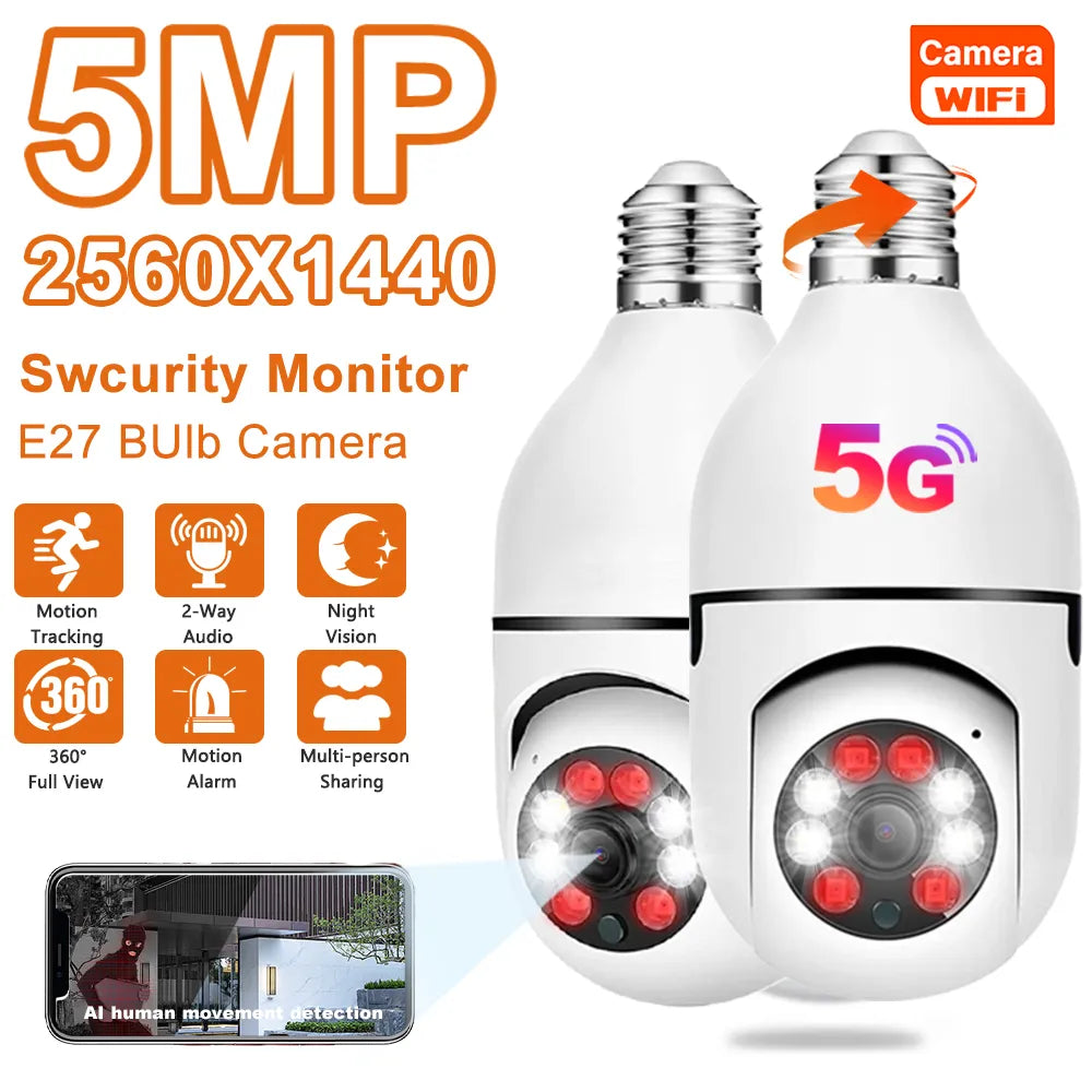 Wifi Surveillance Bulb Camera with 128 GB Memory Card