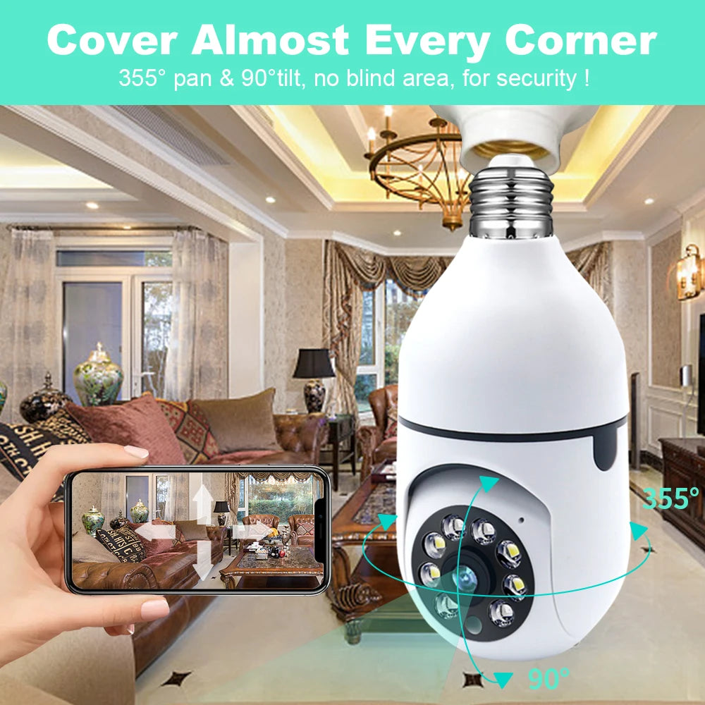 Wifi Surveillance Bulb Camera with 128 GB Memory Card